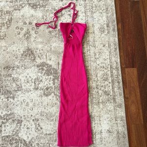 Lulus Hot Pink Stretch Halter Dress - Worn Once!